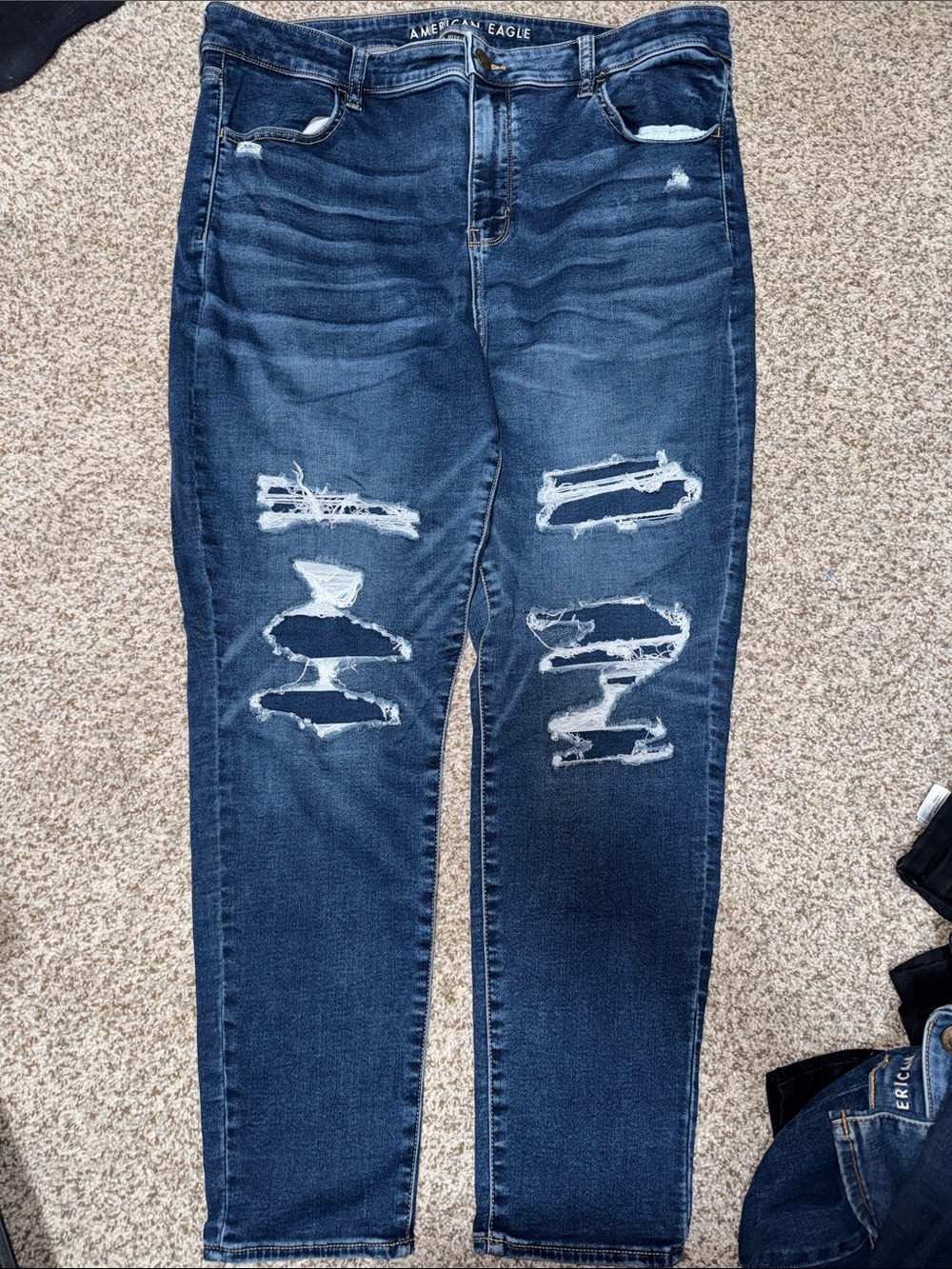 American Eagle Outfitters Dark Blue Distressed Jeggings